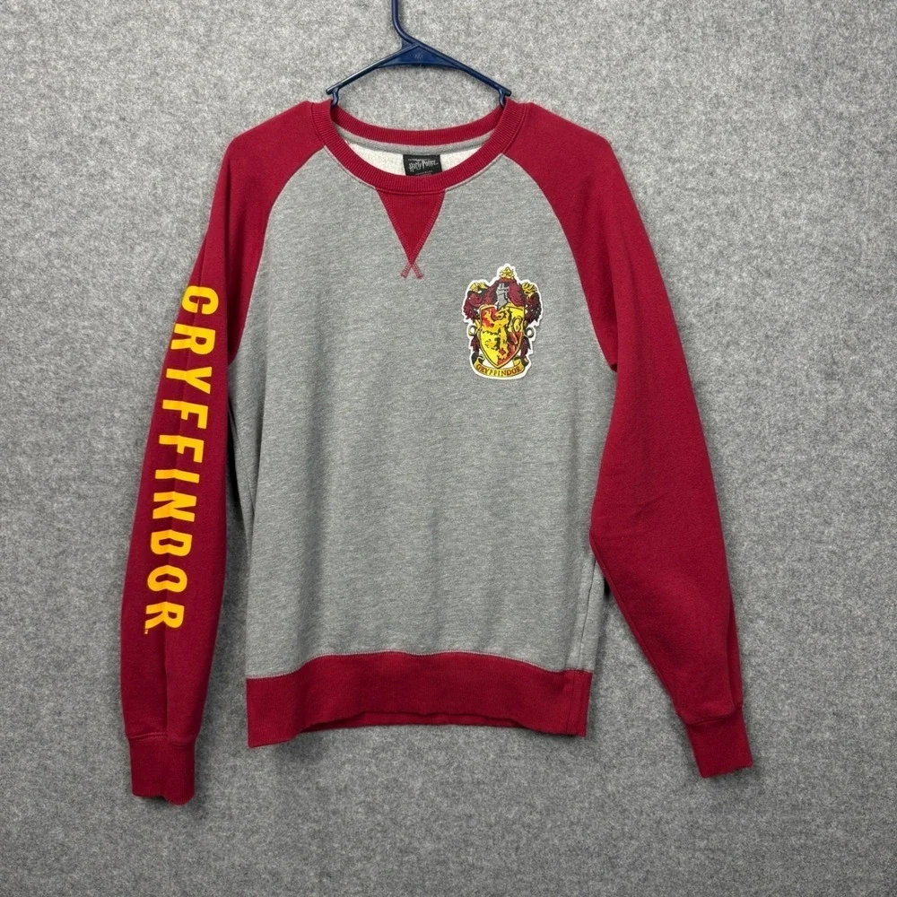 Harry Potter Gryffindor Raglan Sweatshirt Grey Burgundy Universal Studios Mens M